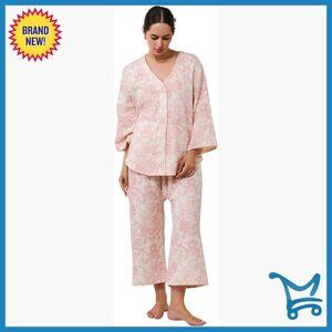 Small 100% Cotton Nursing Pajama Set, 2-Piece Postpartum Loungewear